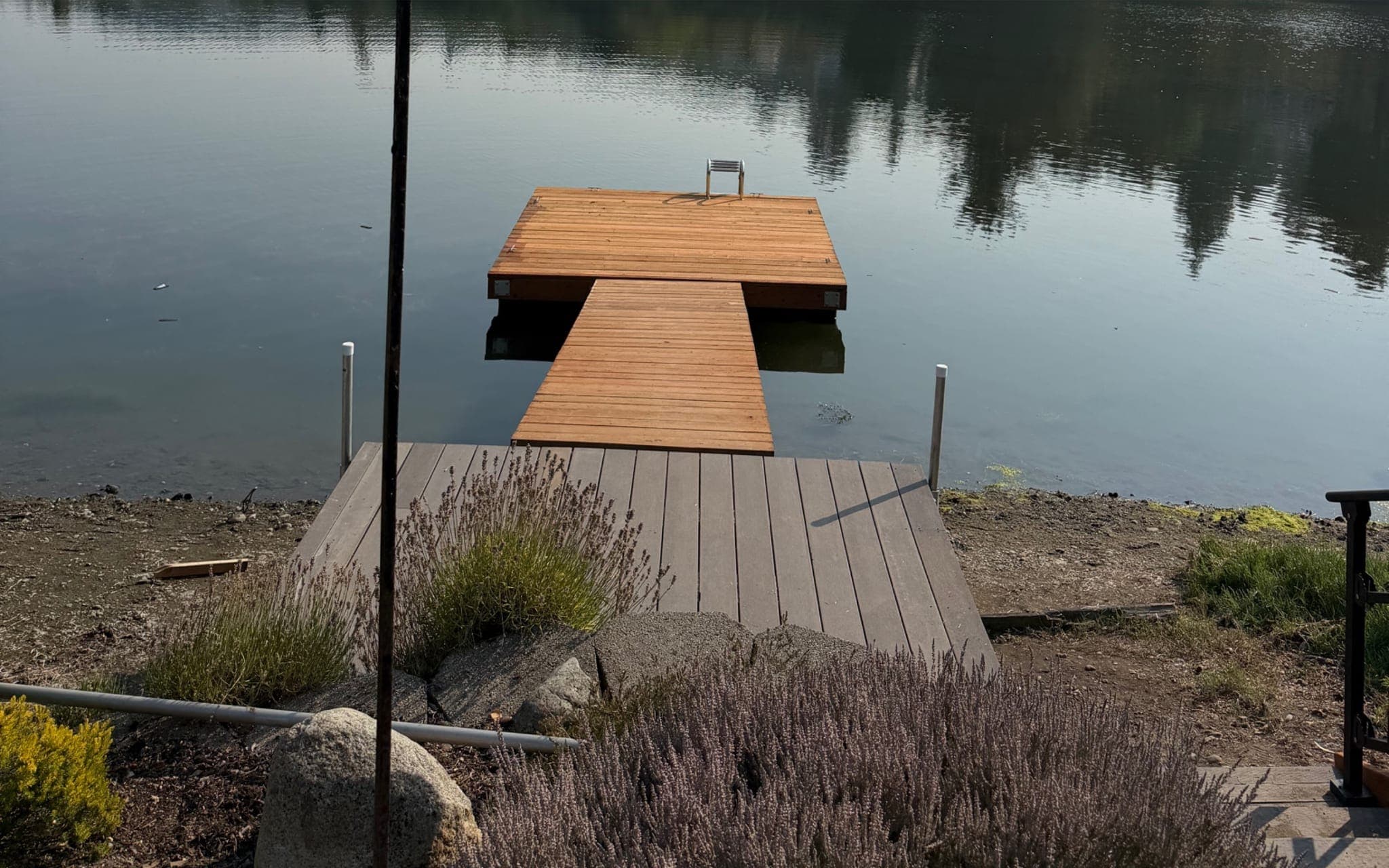 Finished dock on a lake